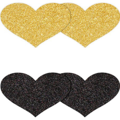 NS Novelties Pretty Glitter Hearts Shape Nipple Pasties 2 Pair - Breast and Nipple Toys