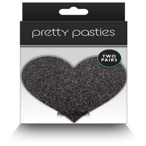 NS Novelties Pretty Glitter Hearts Shape Nipple Pasties 2 Pair - Breast and Nipple Toys
