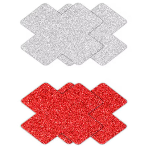 NS Novelties Pretty Womens Pasties Glitter Cross 2 Pair - Breast and Nipple Toys