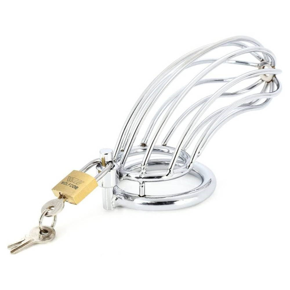 BDStyle Silver Caged Tiger Male Chastity Device - - Male Chastity