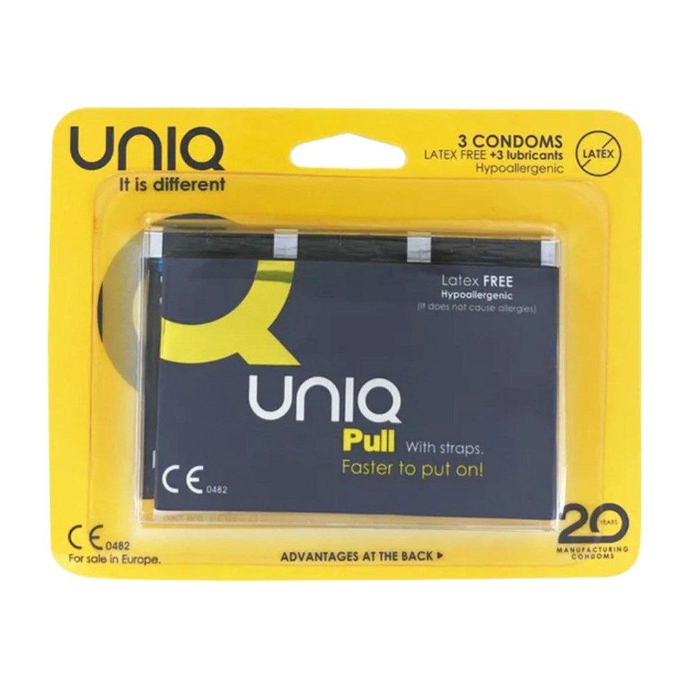 Glyde Uniq Pull With Strap Non Latex Condoms 3 Pack - - Condoms