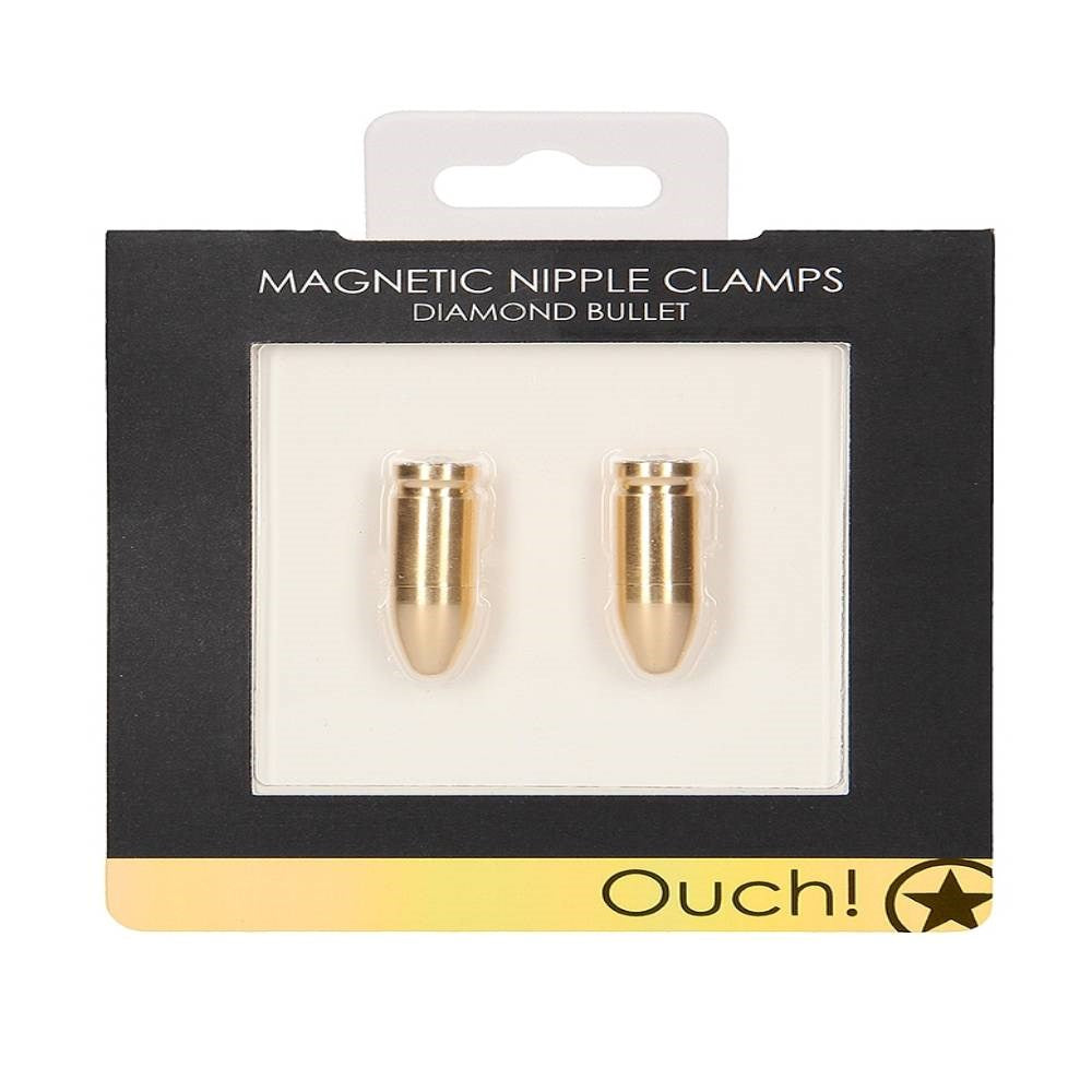 Shots Toys Magnetic Nipple Clamps Diamond Bullet - - Nipple and Clit Clamps