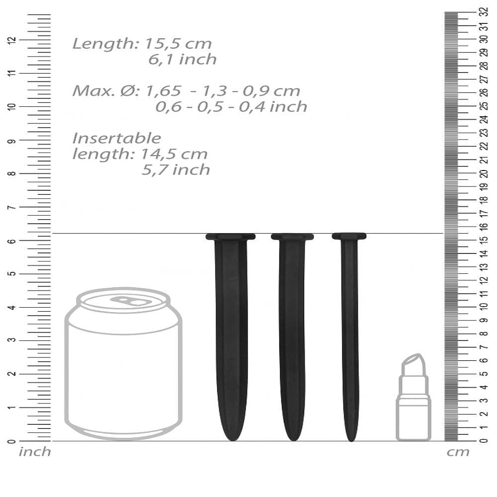 Shots Toys Silicone Rugged Nail Urethral Sounding Plug Set - - Urethral Sounds