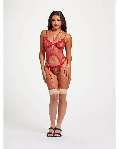Seven Til Midnight Nothing But Net Two Piece Camidoll Set One Size Red - Babydolls and Chemises