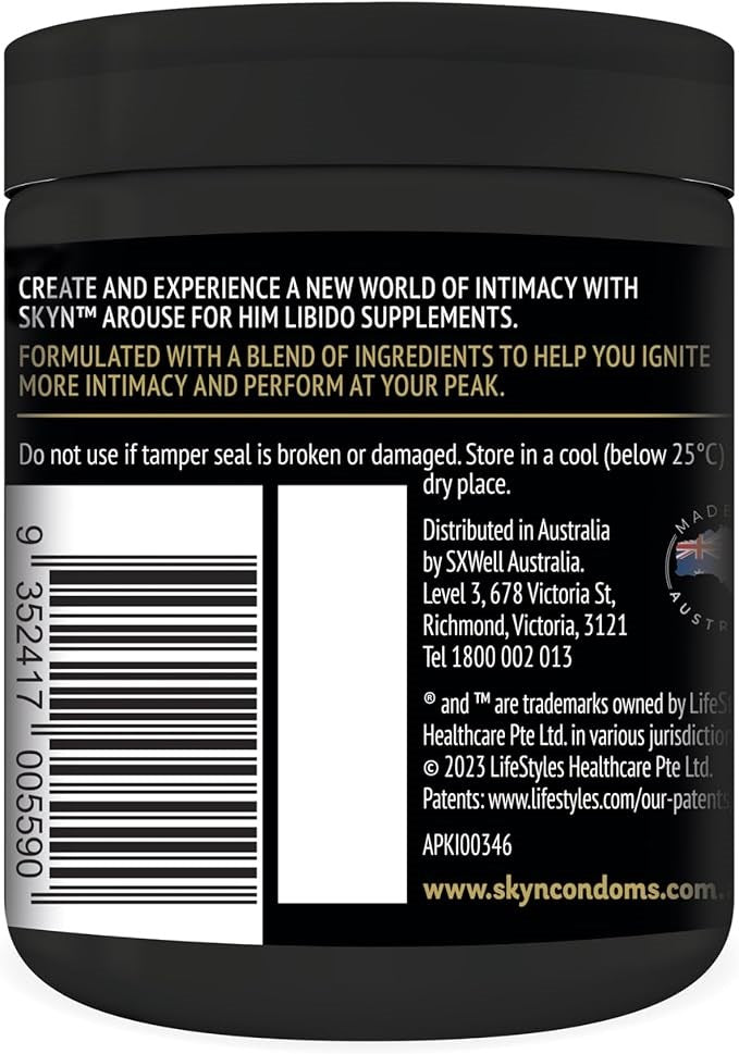 SKYN Arouse For Him Libido Supplements 60 Tablets - Delay and Excite Sprays