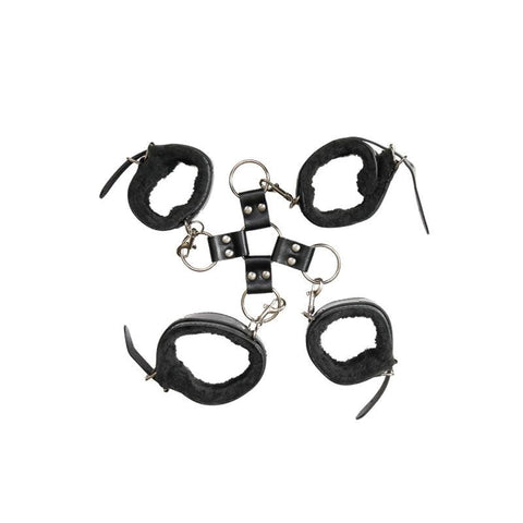 Adam and Eve Bondage PLay Hog Tie Restraints Black - Cuffs And Restraints