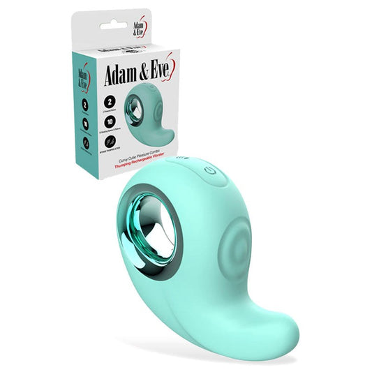 Adam and Eve CURVY CUTIE PLEASURE COMBO USB Rechargeable Tapping Stimulator Teal - Clit Ticklers and Pulsators