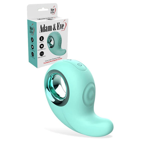 Adam and Eve CURVY CUTIE PLEASURE COMBO USB Rechargeable Tapping Stimulator Teal - Clit Ticklers and Pulsators