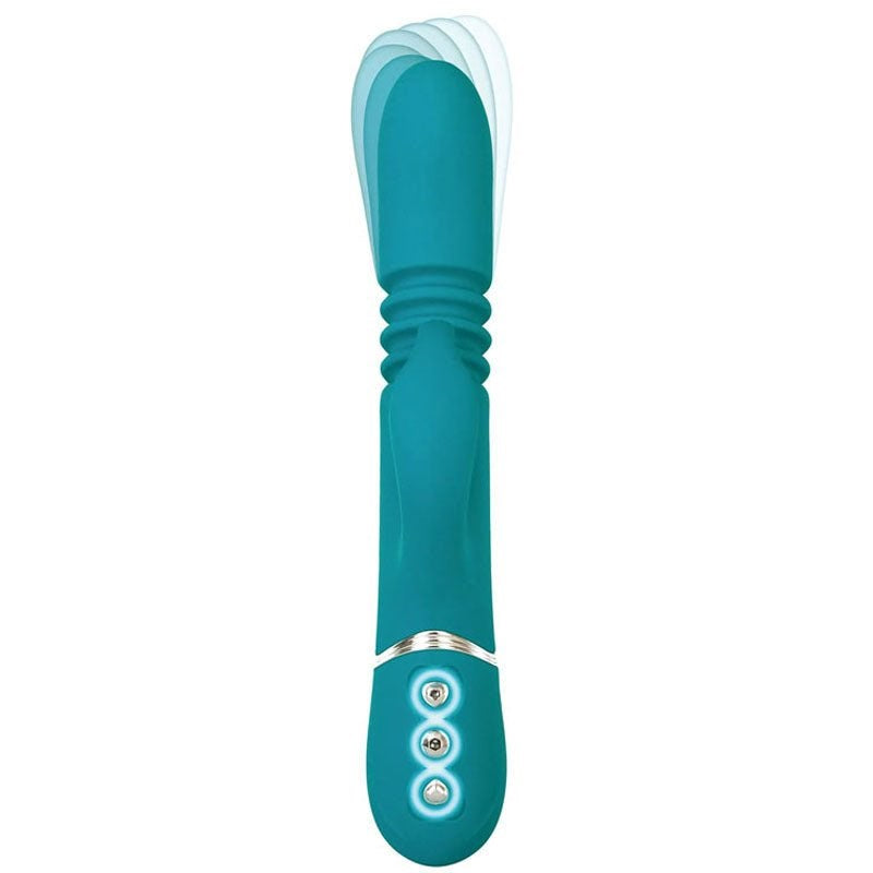 Adam and Eve Eve's USB Rechargeable Thrusting Rabbit Vibrator Green - Rabbit Vibrators