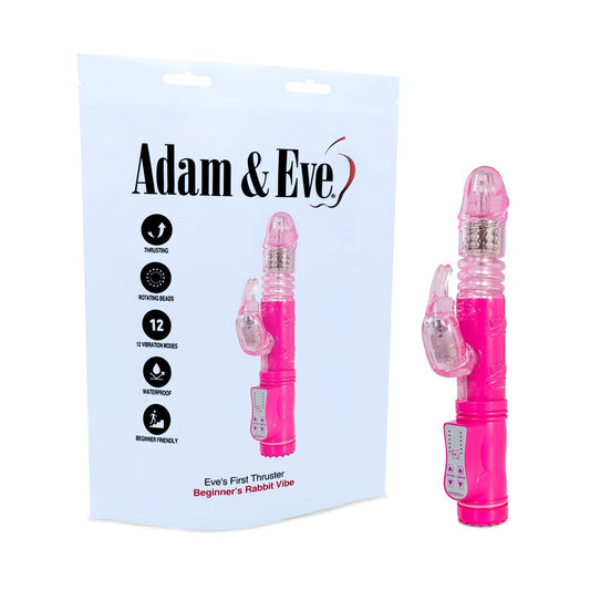 Adam and Eve Eves First Vibrating and Thrusting Rabbit Vibrator Pink - Rabbit Vibrators