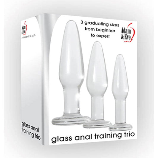 Adam and Eve Glass Anal Training Trio Butt Plugs Set of 3 Sizes Clear - Butt Plugs