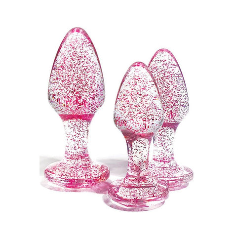 Adam and Eve Glitter Gem 3 Piece Butt Plug Set Pink - Butt Plugs