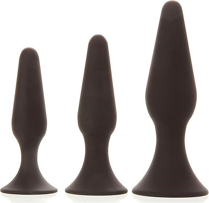 Adam and Eve Silicone Booty Boot Camp 3 Size Anal Training Kit Black - Butt Plugs