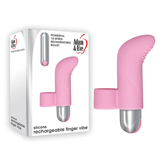 Adam and Eve Silicone USB Rechargeable Finger Vibrator Pink - Finger and Tongue Vibrators
