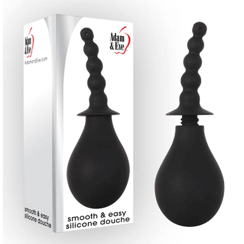 Adam and Eve Smooth and Easy Silicone Douche Black - Enemas and Douches