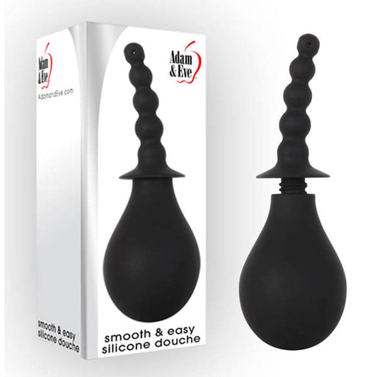 Adam and Eve Smooth and Easy Silicone Douche Black - Enemas and Douches