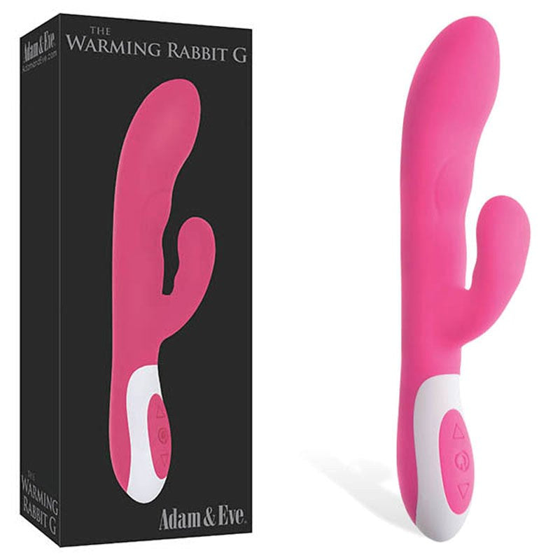 Adam and Eve The Warming Rechargeable Warming G Spot Rabbit Vibrator Pink - Rabbit Vibrators