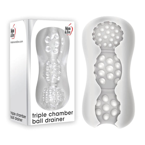 Adam and Eve Triple Chamber Ball Drainer Male Masturbator Sleeve Clear - Masturbators and Strokers
