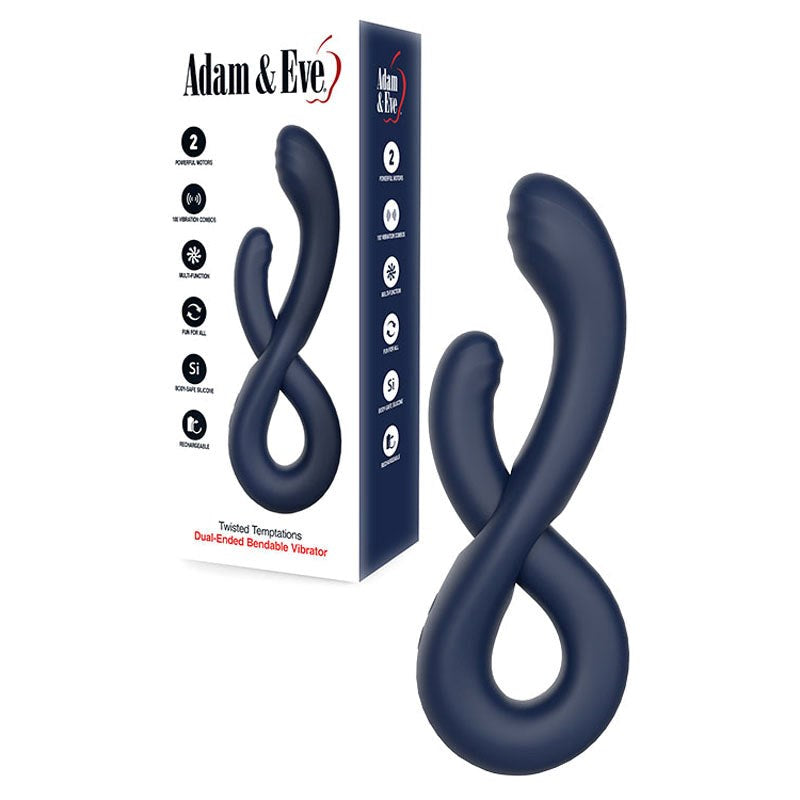 Adam and Eve TWISTED TEMPTATIONS USB Rechargeable Bendable Dual Vibrator Navy Blue - G-Spot Vibrators