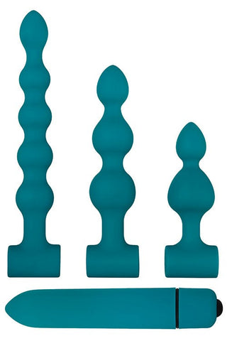 Adam and Eve Vibrating Bumpy Anal Bead Set Green - Anal Beads and Balls
