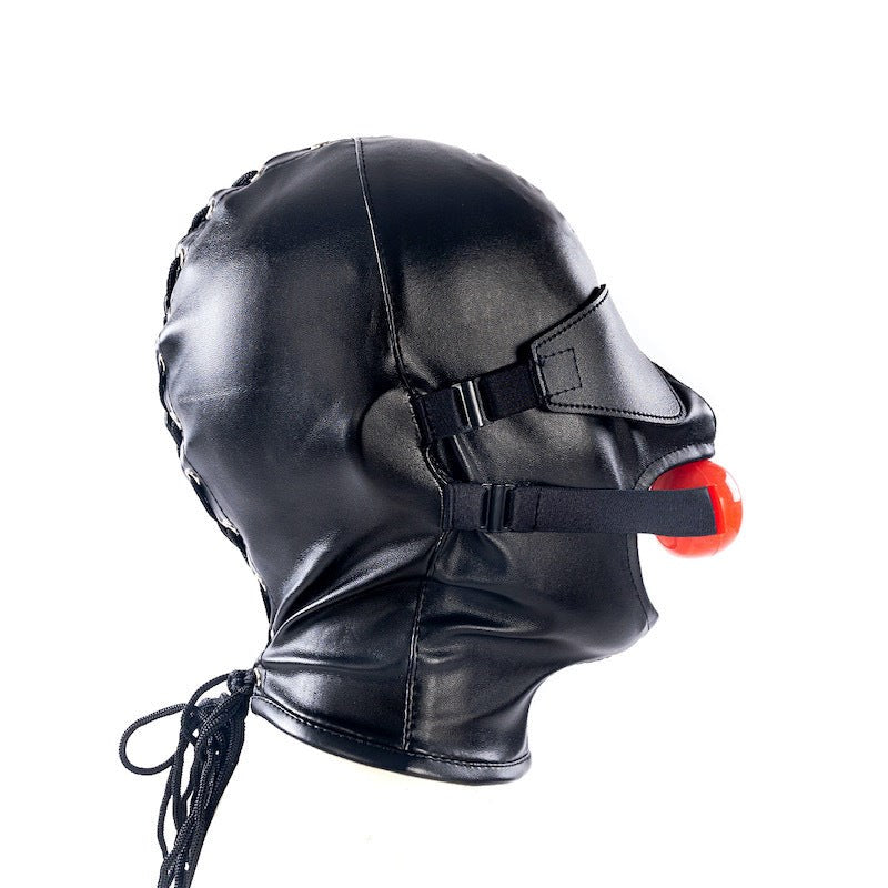 BDStyle BDSM Play Hood With Blindfold And Mouth Gag Male - - Bondage Hoods