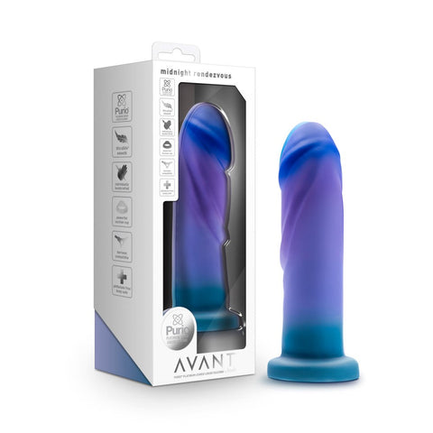 Blush Novelties Avant Midnight Rendezvous Realistic Dildo Ocean Blue 19cm - Realistic Dildos