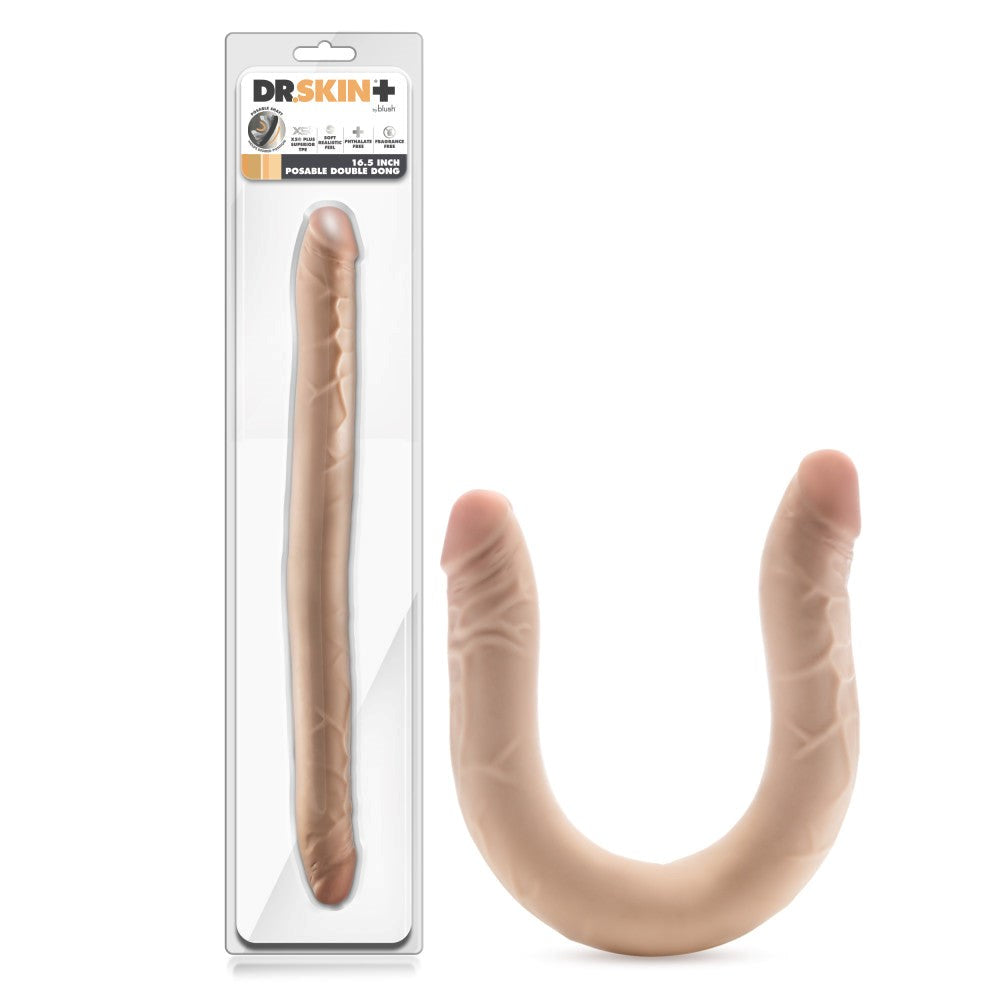 Blush Novelties Dr Skin Plus Posable Double Dong Flesh 42cm - - Double Ender
