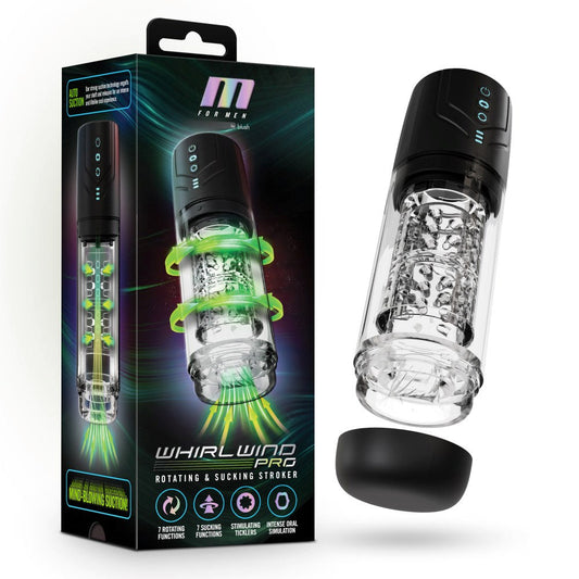 Blush Novelties M For Men Whirlwind Pro Rotating & Sucking Auto Mens Stroker Clear - Masturbators and Strokers