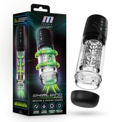 Blush Novelties M For Men Whirlwind Pro Rotating & Sucking Auto Mens Stroker Clear - Masturbators and Strokers