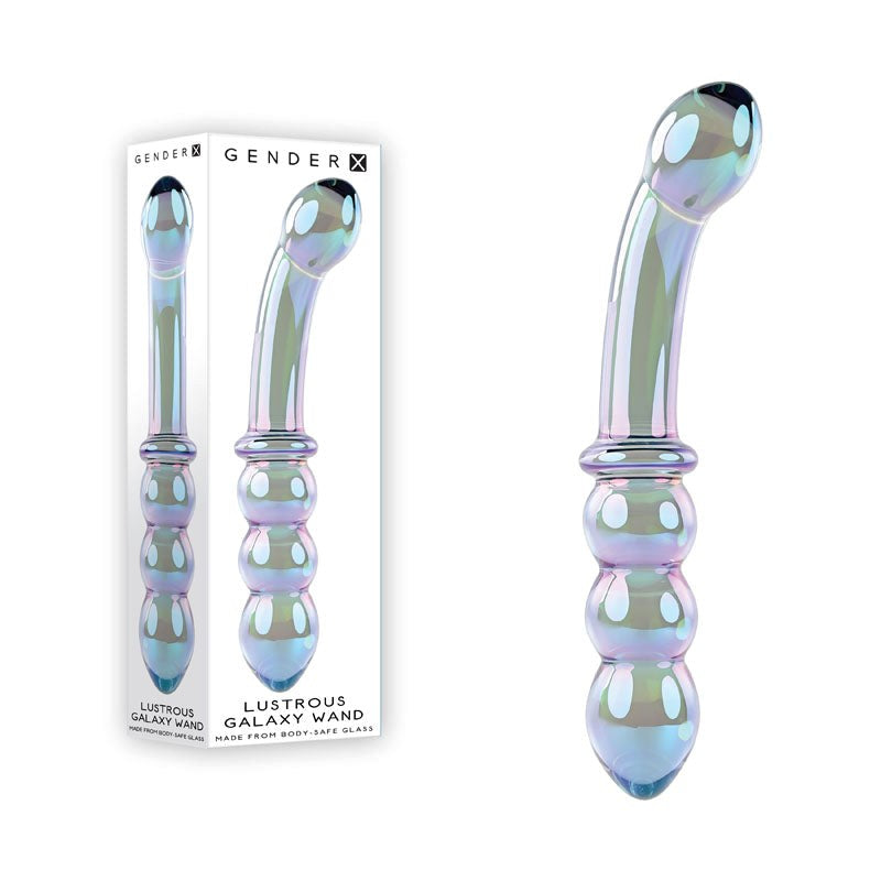 Gender X LUSTROUS GALAXY WAND Double Ended Glass Massager Blue/Violet - - Glass Sex Toys