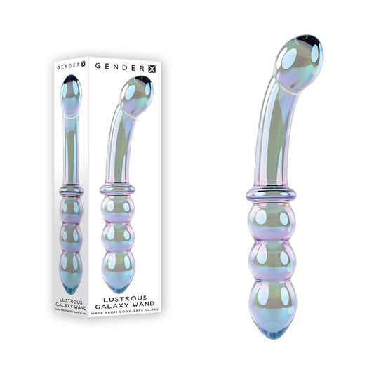 Gender X LUSTROUS GALAXY WAND Double Ended Glass Massager Blue/Violet - Glass Sex Toys