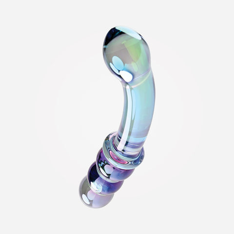 Gender X LUSTROUS GALAXY WAND Double Ended Glass Massager Blue/Violet - Glass Sex Toys