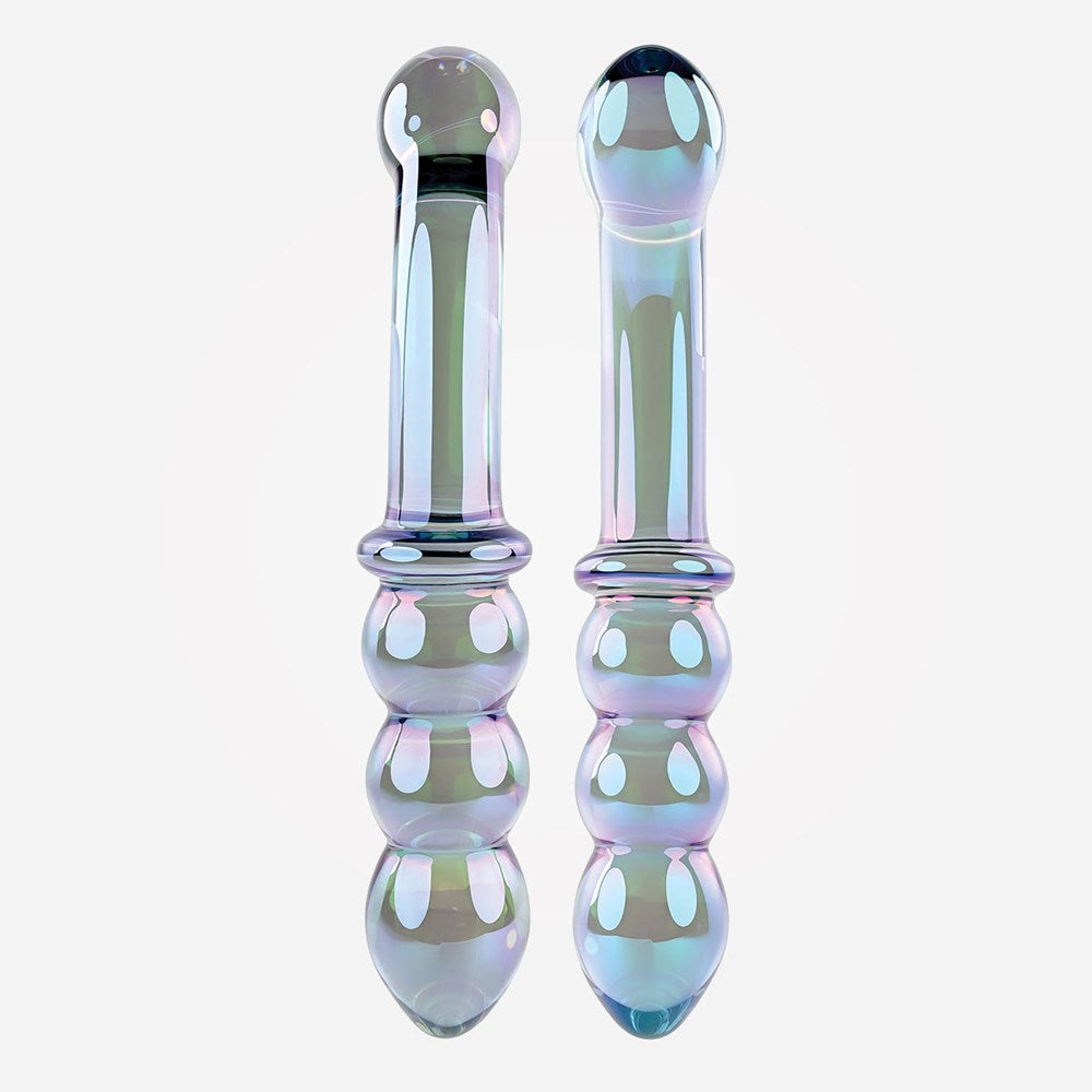 Gender X LUSTROUS GALAXY WAND Double Ended Glass Massager Blue/Violet - - Glass Sex Toys