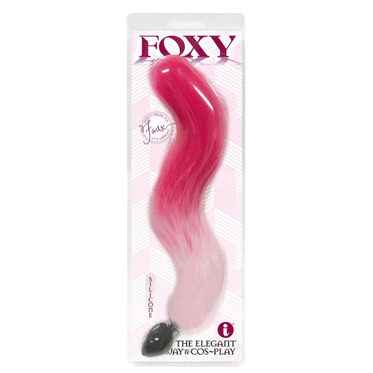 Icon Brands Foxy Fox Tail Silicone Butt Plug with Tail Pink Gradient 46cm - Butt Plugs