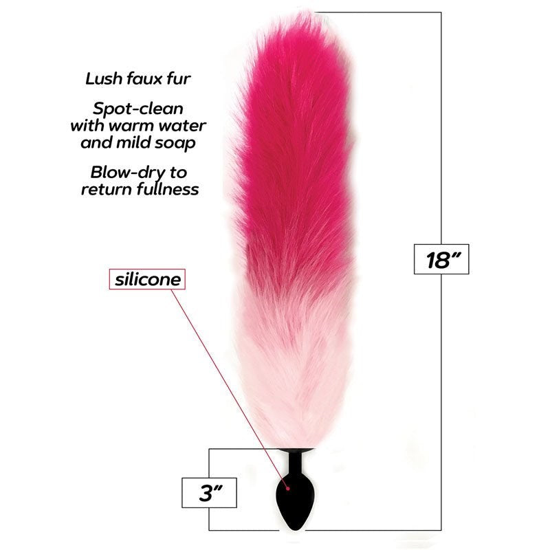 Icon Brands Foxy Fox Tail Silicone Butt Plug with Tail Pink Gradient 46cm - - Butt Plugs