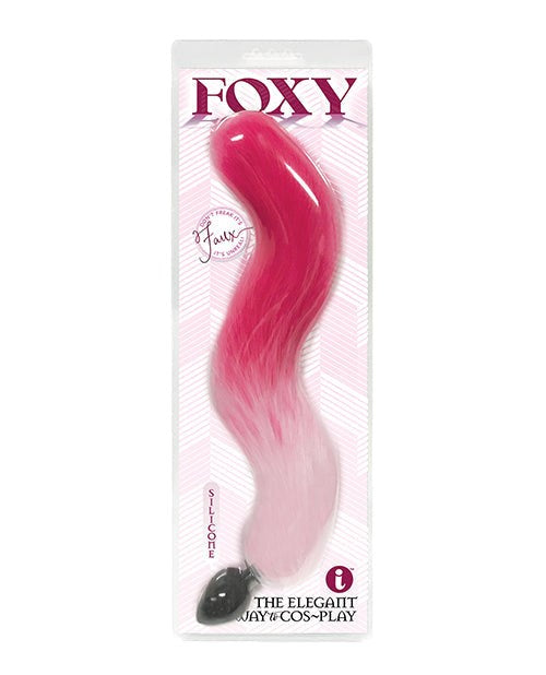 Icon Brands Foxy Fox Tail Silicone Butt Plug with Tail Pink Gradient 46cm - - Butt Plugs