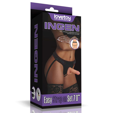 Lovetoy Ingen Easy Strap-On Dildo Set Flesh 17.8cm - Strap On Sextoys
