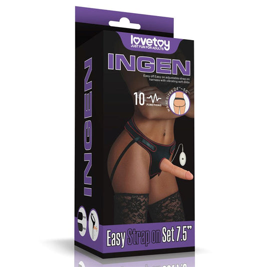 Lovetoy Ingen Vibrating Easy Strap-On Set Flesh 19cm - Strap On Sextoys