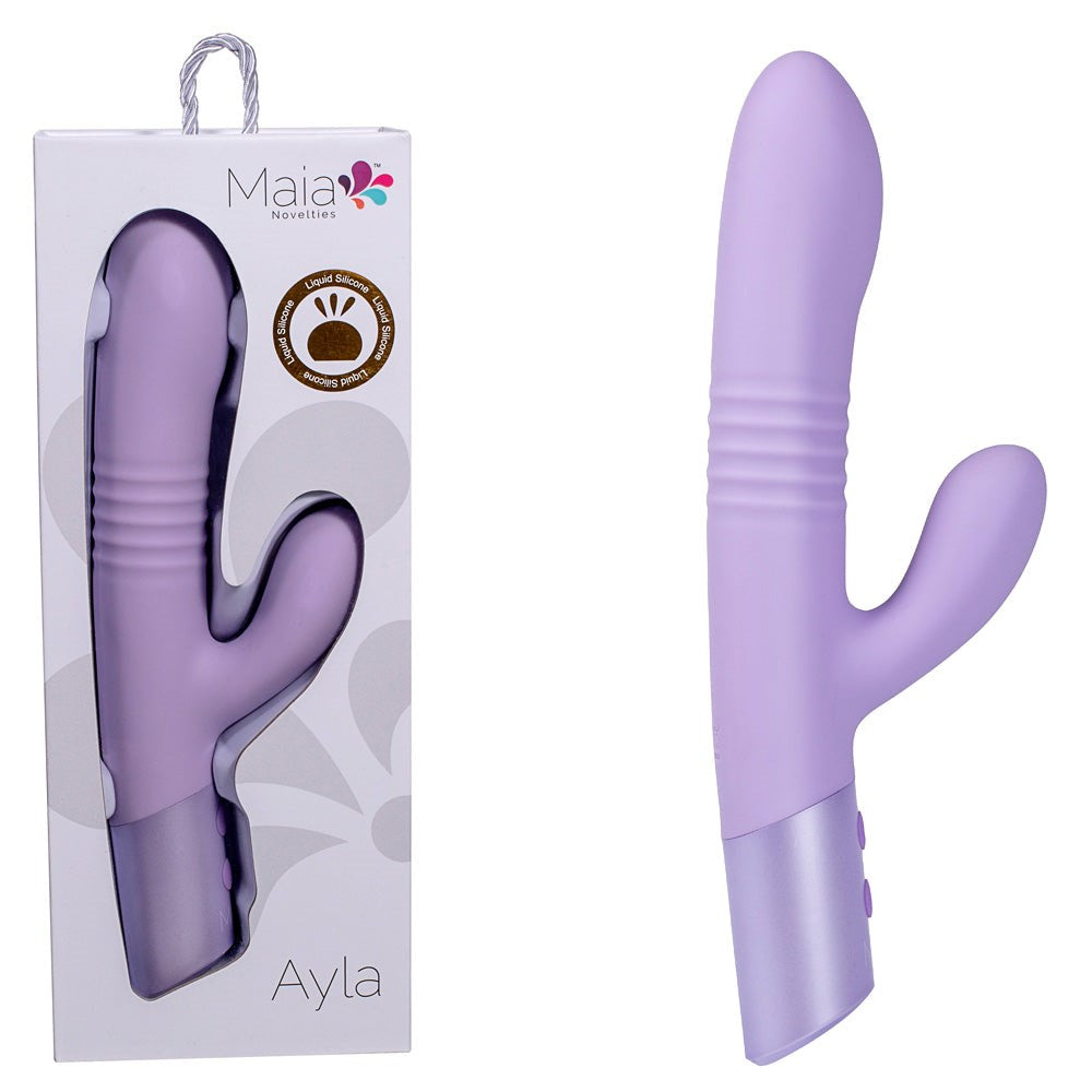 Maia AYLA USB Rechargeable Thrusting Rabbit Vibrator Lavender - - Rabbit Vibrators