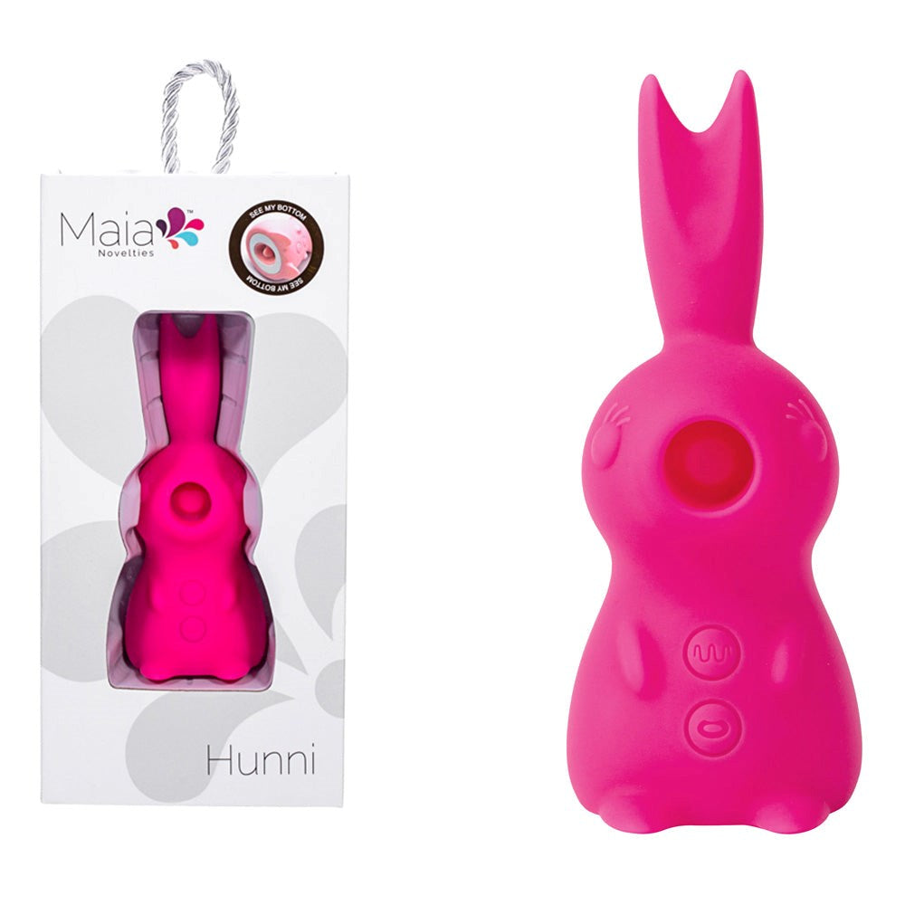 Maia HUNNI USB Rechargeable Sucking Licking & Vibrating Stimulator Pink - - Clit Ticklers and Pulsators
