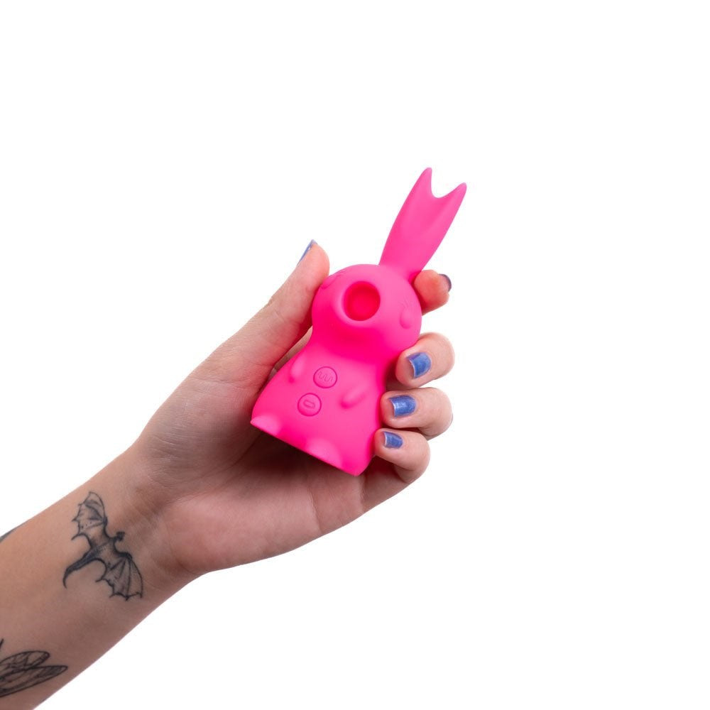 Maia HUNNI USB Rechargeable Sucking Licking & Vibrating Stimulator Pink - - Clit Ticklers and Pulsators
