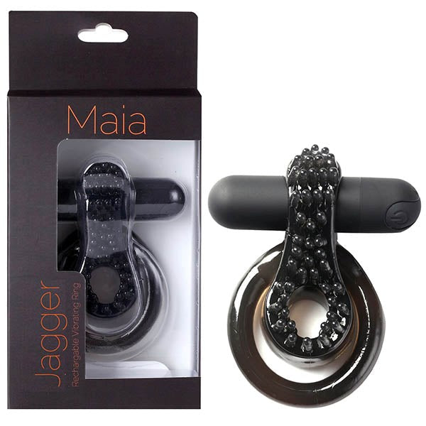 Maia Jagger USB Rechargeable Vibrating Cock & Ball Ring Black - - Vibrating Cock Rings