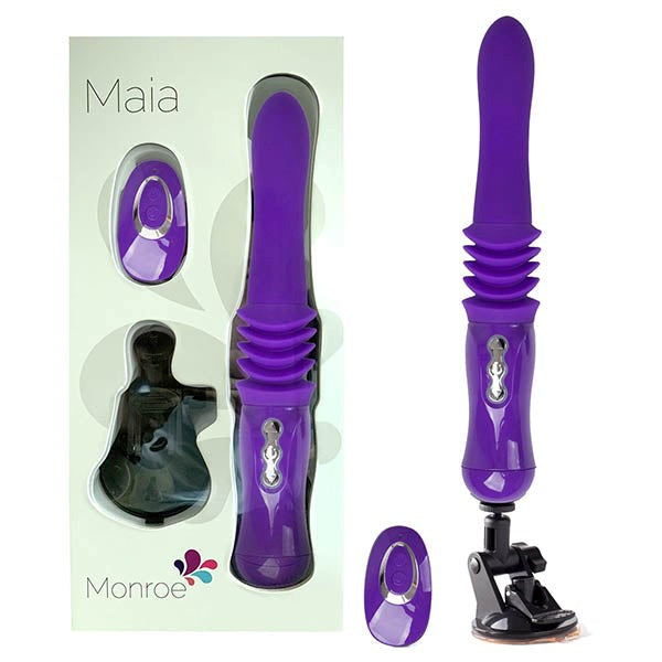 Maia Monroe USB Rechargeable Thrusting Remote Control Vibrator Purple - - Remote Control Vibrators
