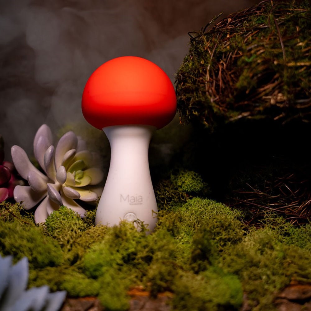 Maia SHROOMIE USB Rechargeable Mushroom Shaped Body Wand Vibrator Red/White - - Body Wands