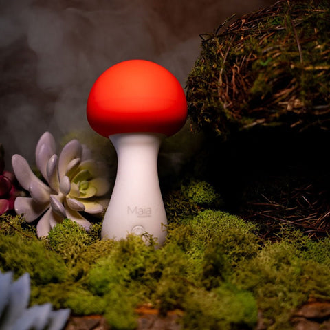Maia SHROOMIE USB Rechargeable Mushroom Shaped Body Wand Vibrator Red/White - Body Wands