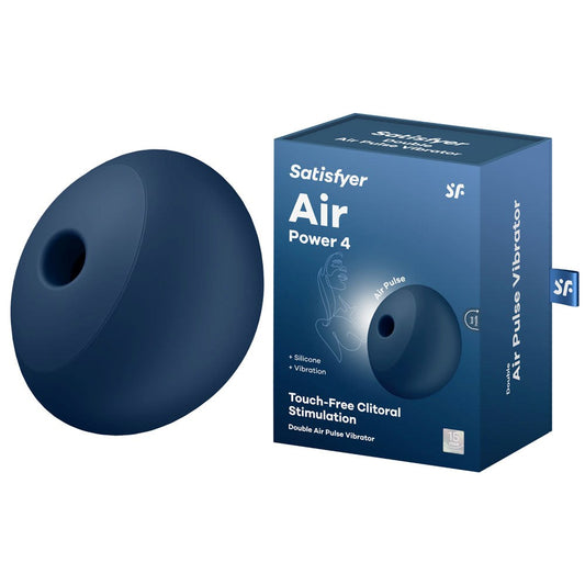 Satisfyer Air Power 4 USB Rechargeable Air Pulse Stimulator Navy Blue - Clit Ticklers and Pulsators