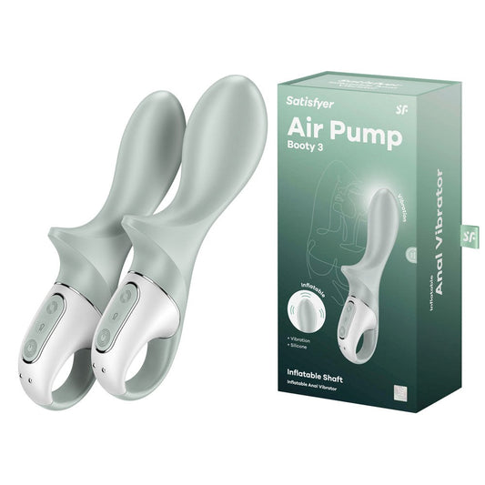 Satisfyer Air Pump Booty 3 Rechargeable Inflatable Anal Vibrator Grey - Anal Vibrators
