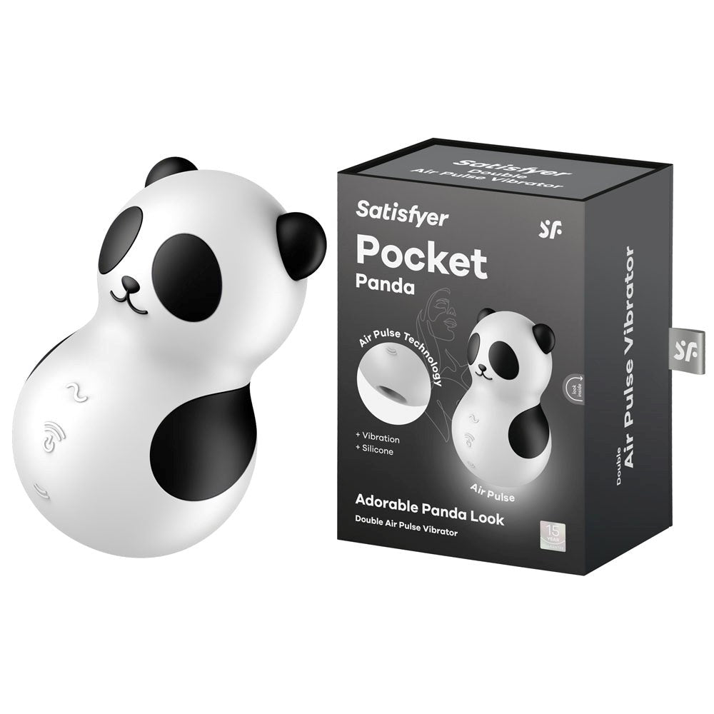 Satisfyer Pocket Panda USB Rechargeable Air Pulse Massager Black - Clit Ticklers and Pulsators