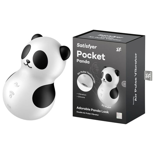 Satisfyer Pocket Panda USB Rechargeable Air Pulse Massager Black - Clit Ticklers and Pulsators