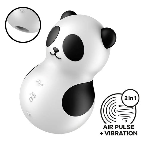 Satisfyer Pocket Panda USB Rechargeable Air Pulse Massager Black - Clit Ticklers and Pulsators